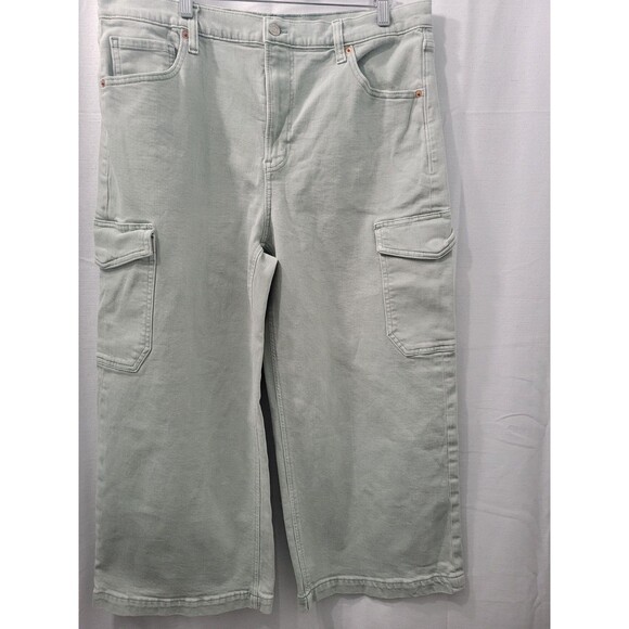 Gap Women's High Rise Stride Ankle  Wide Leg Jeans Ligh Green Size 33 - Picture 11 of 14